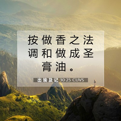 Picture 07 - 出 埃 及 记 30:25 CUVS - 按 做 香 之 法 调 和 做 成 圣 膏 油 - Bible Verse Picture