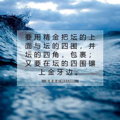 Picture 07 - 出 埃 及 记 30:3 CUVS - 要 用 精 金 把 坛 的 上 面 与 坛 的 - Bible Verse Picture