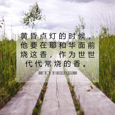 Picture 07 - 出 埃 及 记 30:8 CUVS - 黄 昏 点 灯 的 时 候 ， 他 要 在 耶 - Bible Verse Picture