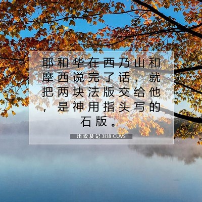 Picture 07 - 出 埃 及 记 31:18 CUVS - 耶 和 华 在 西 乃 山 和 摩 西 说 完 - Bible Verse Picture