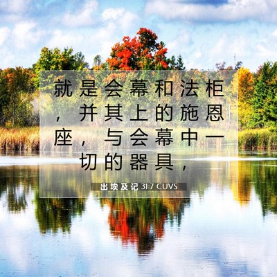 Picture 07 - 出 埃 及 记 31:7 CUVS - 就 是 会 幕 和 法 柜 ， 并 其 上 的 - Bible Verse Picture