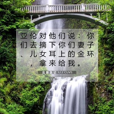 Picture 07 - 出 埃 及 记 32:2 CUVS - 亚 伦 对 他 们 说 ： 你 们 去 摘 下 - Bible Verse Picture