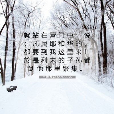 Picture 07 - 出 埃 及 记 32:26 CUVS - 就 站 在 营 门 中 ， 说 ： 凡 属 耶 - Bible Verse Picture