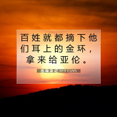 Picture 07 - 出 埃 及 记 32:3 CUVS - 百 姓 就 都 摘 下 他 们 耳 上 的 金 - Bible Verse Picture