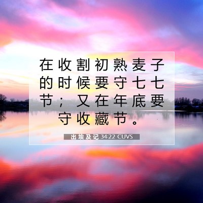 Picture 07 - 出 埃 及 记 34:22 CUVS - 在 收 割 初 熟 麦 子 的 时 候 要 守 - Bible Verse Picture