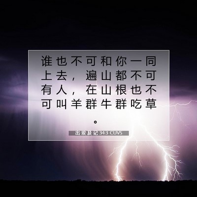 Picture 07 - 出 埃 及 记 34:3 CUVS - 谁 也 不 可 和 你 一 同 上 去 ， 遍 - Bible Verse Picture