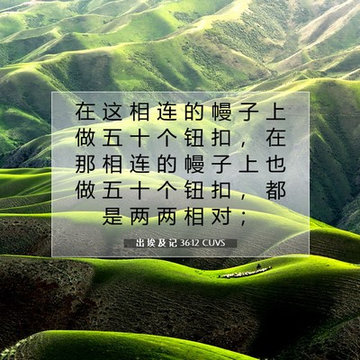 Picture 07 - 出 埃 及 记 36:12 CUVS - 在 这 相 连 的 幔 子 上 做 五 十 个 - Bible Verse Picture