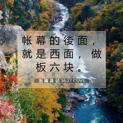 Picture 07 - 出 埃 及 记 36:27 CUVS - 帐 幕 的 後 面 ， 就 是 西 面 ， 做 - Bible Verse Picture