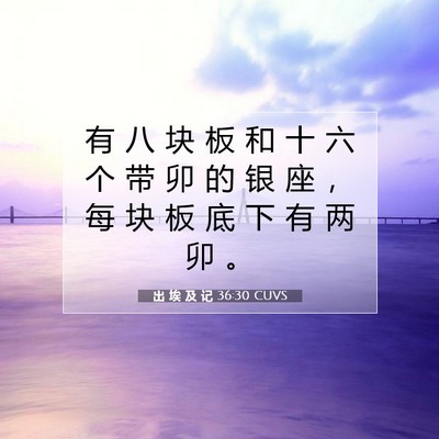 Picture 07 - 出 埃 及 记 36:30 CUVS - 有 八 块 板 和 十 六 个 带 卯 的 银 - Bible Verse Picture