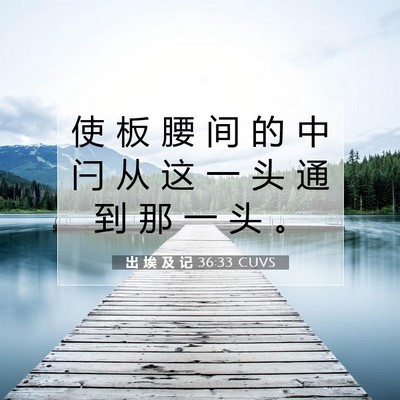 Picture 07 - 出 埃 及 记 36:33 CUVS - 使 板 腰 间 的 中 闩 从 这 一 头 通 - Bible Verse Picture