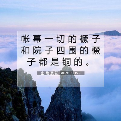 Picture 07 - 出 埃 及 记 38:20 CUVS - 帐 幕 一 切 的 橛 子 和 院 子 四 围 - Bible Verse Picture