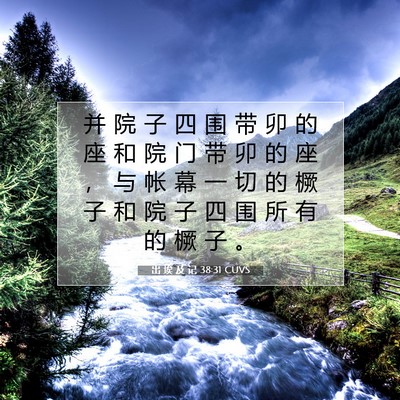 Picture 07 - 出 埃 及 记 38:31 CUVS - 并 院 子 四 围 带 卯 的 座 和 院 门 - Bible Verse Picture