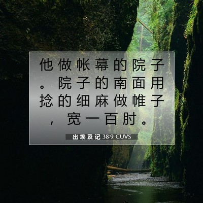 Picture 07 - 出 埃 及 记 38:9 CUVS - 他 做 帐 幕 的 院 子 。 院 子 的 南 - Bible Verse Picture