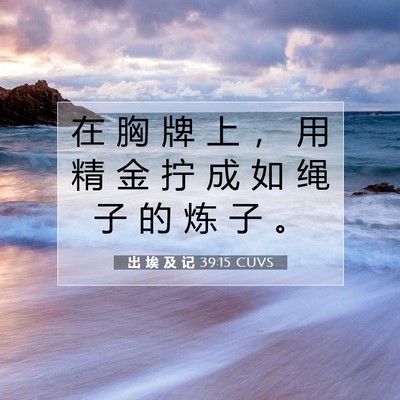 Picture 07 - 出 埃 及 记 39:15 CUVS - 在 胸 牌 上 ， 用 精 金 拧 成 如 绳 - Bible Verse Picture