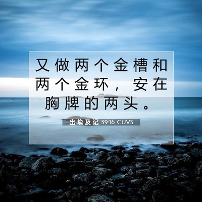 Picture 07 - 出 埃 及 记 39:16 CUVS - 又 做 两 个 金 槽 和 两 个 金 环 ， - Bible Verse Picture