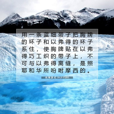 Picture 07 - 出 埃 及 记 39:21 CUVS - 用 一 条 蓝 细 带 子 把 胸 牌 的 环 - Bible Verse Picture