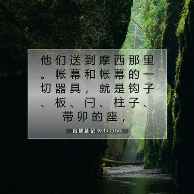 Picture 07 - 出 埃 及 记 39:33 CUVS - 他 们 送 到 摩 西 那 里 。 帐 幕 和 - Bible Verse Picture
