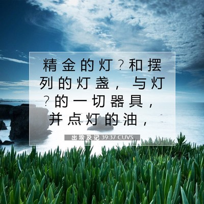 Picture 07 - 出 埃 及 记 39:37 CUVS - 精 金 的 灯 ? 和 摆 列 的 灯 盏 ， 与 - Bible Verse Picture