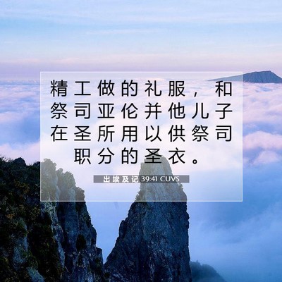 Picture 07 - 出 埃 及 记 39:41 CUVS - 精 工 做 的 礼 服 ， 和 祭 司 亚 伦 - Bible Verse Picture