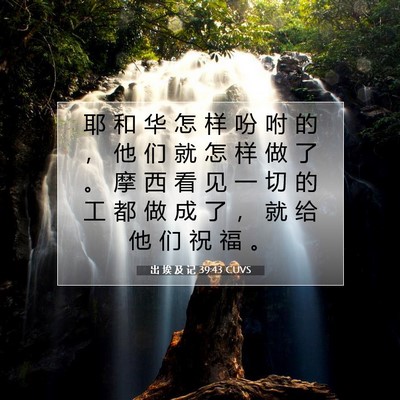 Picture 07 - 出 埃 及 记 39:43 CUVS - 耶 和 华 怎 样 吩 咐 的 ， 他 们 就 - Bible Verse Picture