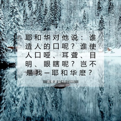 Picture 07 - 出 埃 及 记 4:11 CUVS - 耶 和 华 对 他 说 ： 谁 造 人 的 口 - Bible Verse Picture
