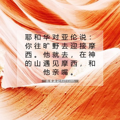 Picture 07 - 出 埃 及 记 4:27 CUVS - 耶 和 华 对 亚 伦 说 ： 你 往 旷 野 - Bible Verse Picture
