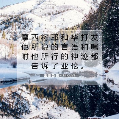Picture 07 - 出 埃 及 记 4:28 CUVS - 摩 西 将 耶 和 华 打 发 他 所 说 的 - Bible Verse Picture