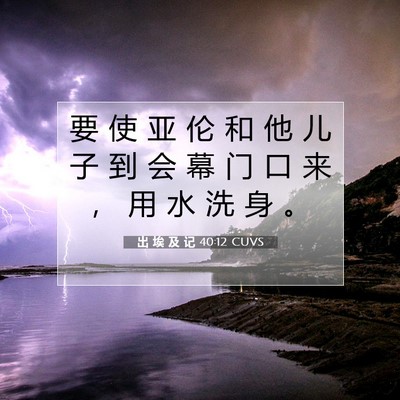Picture 07 - 出 埃 及 记 40:12 CUVS - 要 使 亚 伦 和 他 儿 子 到 会 幕 门 - Bible Verse Picture