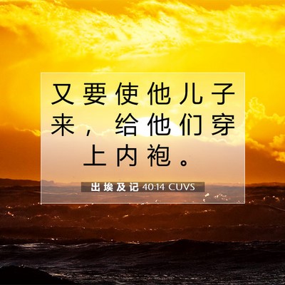 Picture 07 - 出 埃 及 记 40:14 CUVS - 又 要 使 他 儿 子 来 ， 给 他 们 穿 - Bible Verse Picture
