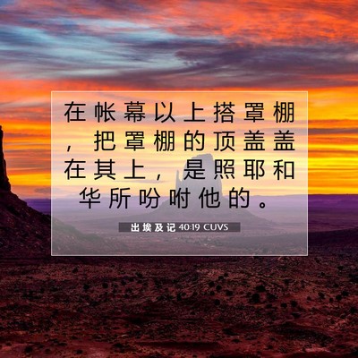 Picture 07 - 出 埃 及 记 40:19 CUVS - 在 帐 幕 以 上 搭 罩 棚 ， 把 罩 棚 - Bible Verse Picture