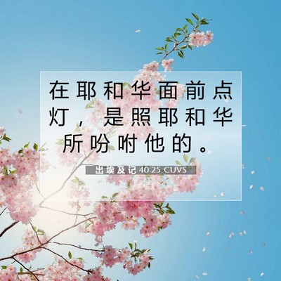 Picture 07 - 出 埃 及 记 40:25 CUVS - 在 耶 和 华 面 前 点 灯 ， 是 照 耶 - Bible Verse Picture