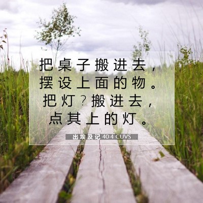 Picture 07 - 出 埃 及 记 40:4 CUVS - 把 桌 子 搬 进 去 ， 摆 设 上 面 的 - Bible Verse Picture
