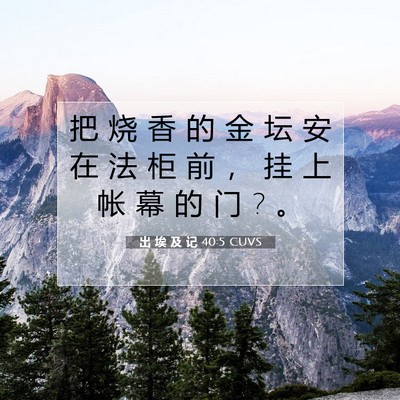 Picture 07 - 出 埃 及 记 40:5 CUVS - 把 烧 香 的 金 坛 安 在 法 柜 前 ， - Bible Verse Picture