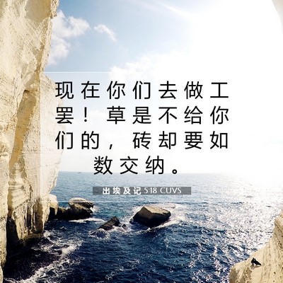 Picture 07 - 出 埃 及 记 5:18 CUVS - 现 在 你 们 去 做 工 罢 ！ 草 是 不 - Bible Verse Picture