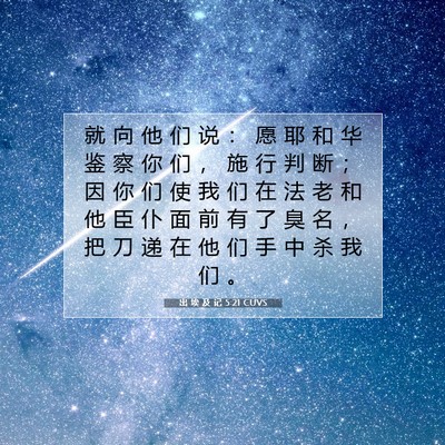 Picture 07 - 出 埃 及 记 5:21 CUVS - 就 向 他 们 说 ： 愿 耶 和 华 鉴 察 - Bible Verse Picture