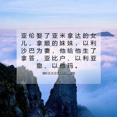 Picture 07 - 出 埃 及 记 6:23 CUVS - 亚 伦 娶 了 亚 米 拿 达 的 女 儿 ， - Bible Verse Picture