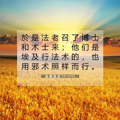 Picture 07 - 出 埃 及 记 7:11 CUVS - 於 是 法 老 召 了 博 士 和 术 士 来 - Bible Verse Picture