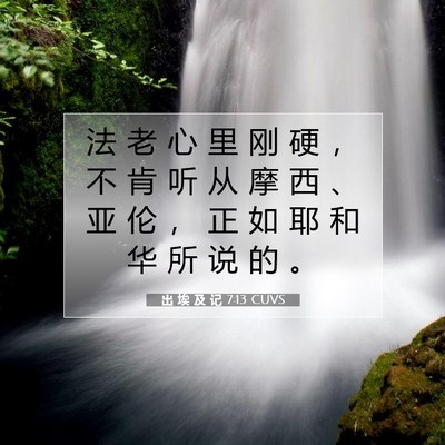 Picture 07 - 出 埃 及 记 7:13 CUVS - 法 老 心 里 刚 硬 ， 不 肯 听 从 摩 - Bible Verse Picture