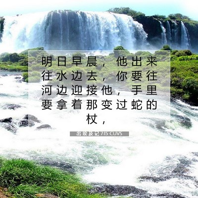Picture 07 - 出 埃 及 记 7:15 CUVS - 明 日 早 晨 ， 他 出 来 往 水 边 去 - Bible Verse Picture
