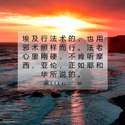 Picture 07 - 出 埃 及 记 7:22 CUVS - 埃 及 行 法 术 的 ， 也 用 邪 术 照 - Bible Verse Picture