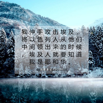 Picture 07 - 出 埃 及 记 7:5 CUVS - 我 伸 手 攻 击 埃 及 ， 将 以 色 列 - Bible Verse Picture