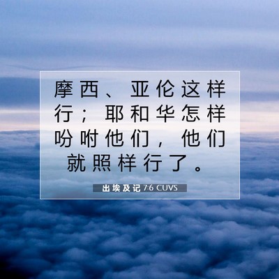 Picture 07 - 出 埃 及 记 7:6 CUVS - 摩 西 、 亚 伦 这 样 行 ； 耶 和 华 - Bible Verse Picture