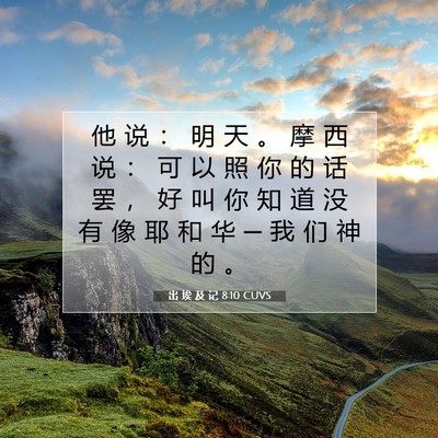 Picture 07 - 出 埃 及 记 8:10 CUVS - 他 说 ： 明 天 。 摩 西 说 ： 可 以 - Bible Verse Picture