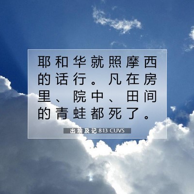 Picture 07 - 出 埃 及 记 8:13 CUVS - 耶 和 华 就 照 摩 西 的 话 行 。 凡 - Bible Verse Picture