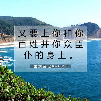 Picture 07 - 出 埃 及 记 8:4 CUVS - 又 要 上 你 和 你 百 姓 并 你 众 臣 - Bible Verse Picture