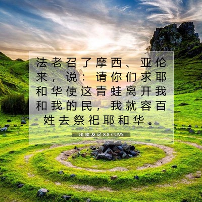 Picture 07 - 出 埃 及 记 8:8 CUVS - 法 老 召 了 摩 西 、 亚 伦 来 ， 说 - Bible Verse Picture