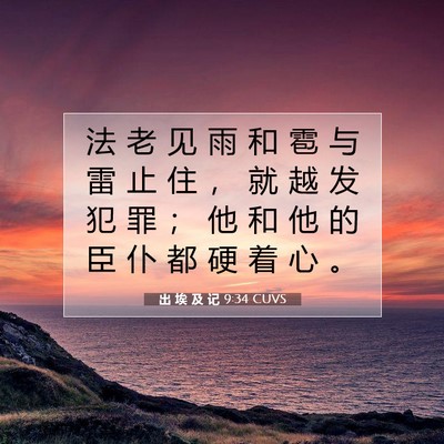 Picture 07 - 出 埃 及 记 9:34 CUVS - 法 老 见 雨 和 雹 与 雷 止 住 ， 就 - Bible Verse Picture
