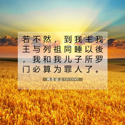 Picture 07 - 列 王 记 上 1:21 CUVS - 若 不 然 ， 到 我 主 我 王 与 列 祖 - Bible Verse Picture