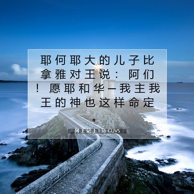 Picture 07 - 列 王 记 上 1:36 CUVS - 耶 何 耶 大 的 儿 子 比 拿 雅 对 王 - Bible Verse Picture
