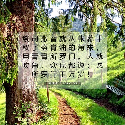 Picture 07 - 列 王 记 上 1:39 CUVS - 祭 司 撒 督 就 从 帐 幕 中 取 了 盛 - Bible Verse Picture
